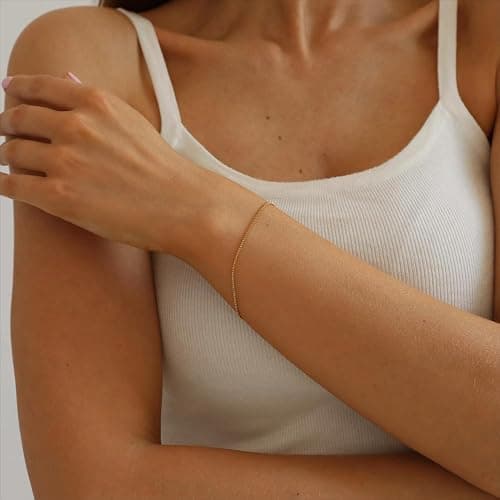foyjoey 18K Gold Plated Pearl Beaded Cross Bracelets for Women Adjustable Stainless Steel Dainty Thin Gold Box Cuban Twisted Link Chain Bracelet Bridesmaid Jewelry Christmas Gifts thumbnail 5