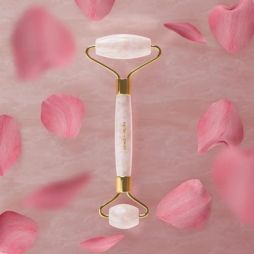 Rose Quartz Face Roller - Face Roller Skin Care - Facial Roller - Stone Roller For Face - Face Massager Roller For Lymphatic Drainage, Puffiness - Quartz Roller For Face by grace and stella thumbnail 3