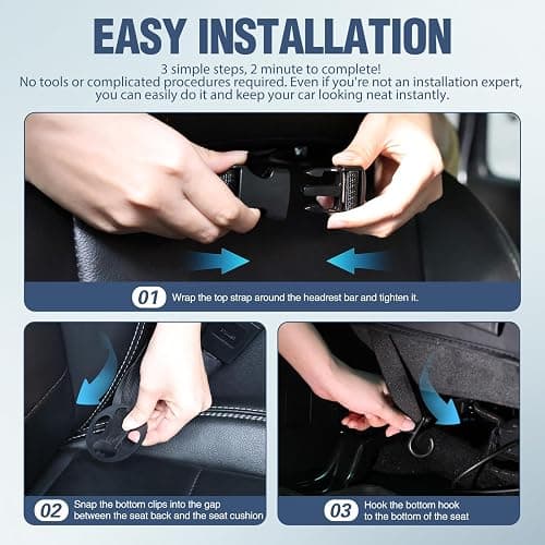 Nilight Car Seatback Organizer 2PCS Black PU Leather Universal | Foldable Tray Tablet Holder Tissue Box Removable Bucket Waterproof Storage Bag for Cars Vans SUVs MPVs Pickup Trucks thumbnail 8