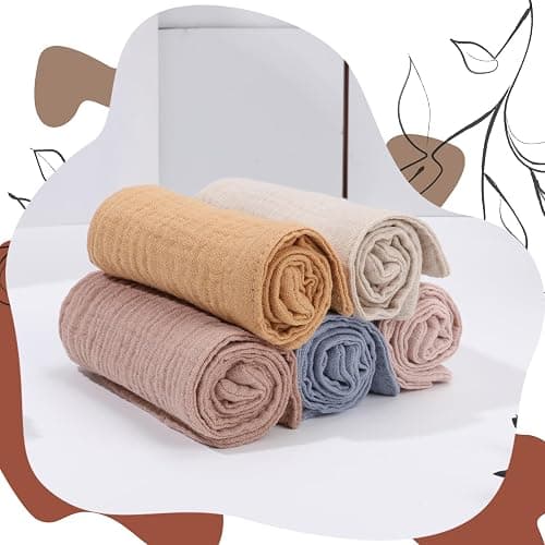 Meng Jiaran 5 Pack Baby Muslin Squares 23x22cm Baby Muslin Cloths Washcloths Natural Cotton Wipes Baby's Essentials for Newborn Wiping Feeding thumbnail 7