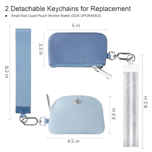 Babysun Mini Zip Around Dual Pouch Wristlet With 2 Straps Wristlet Keychain Wallet for Women Coin Purse Small Cute for Teen Girl thumbnail 2