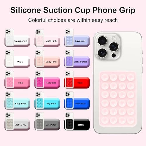 Giumel 8PCS Silicone Suction Phone Case Mount, Non Slip Suction Cup, Hands-Free Phone Accessories Holder for Selfies and Videos, Silicone Adhesive Stand Sticky for Cell Phone thumbnail 2