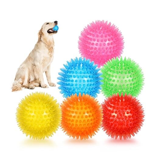 petizer 6 Pack 2.5” Squeaky Dog Toy Balls, Floating Dogs Pool Balls, Spiky Dog Balls, Durable Interactive Fetch Toys for Puppy, Dog Chew Toys for Teething (2.5", Small Dog) - Image 1