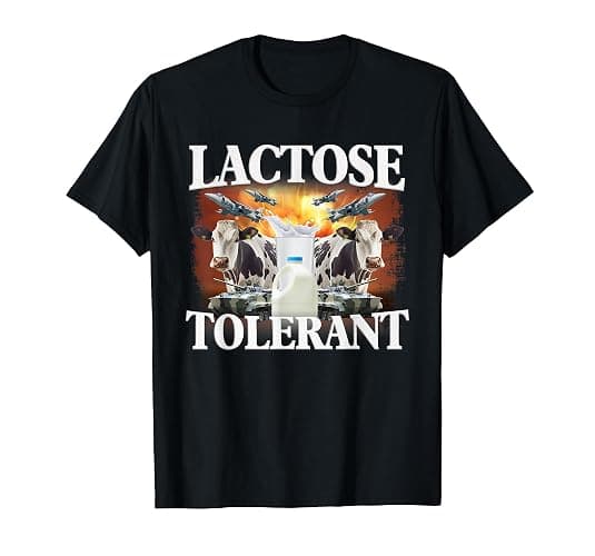 Funny Lactose Retro Pro-Dairy Apparel Unisex-Adults Black Cotton Blend T-Shirt Small - Image 1