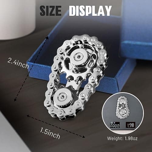 Fidget Spinners Toys for Adults Metal Figette Bike Chain Pain Stim ADHD Teens Cool Gadgets Desk Offices Gift Anxiety Relief Items Stress Tool Sensory Spiky Autism Toy Valentines Day Gift for Teen Boy thumbnail 2