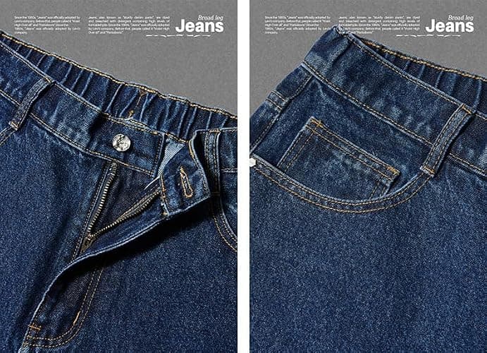Mens Baggy Jeans Y2k Skater Vintage Plain Pants Casual Wide Leg Loose Fit Denim Hip Hop Jean thumbnail 4
