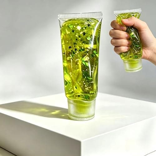 Clear Jam Bottle Squishy Toy, Cute Toothpaste Slow Rising Fidget Sensory Toys for Stress Anxiety Relief, Soft Desk Squeeze Toy Birthday Gifts for Adults (Four-Leaf Clover) - Image 1