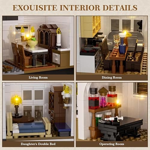 Magic House Building Set with LED Light, Owens House Blocks Toy | Creator Architecture Model Building Kit, Compatible with Lego Horror, Home Office Decor Gift for Adults (1877PCS) thumbnail 6