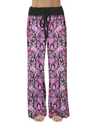 iChunhua Women's Comfy Stretch Floral Print Drawstring Palazzo Wide Leg Lounge Pant thumbnail 2