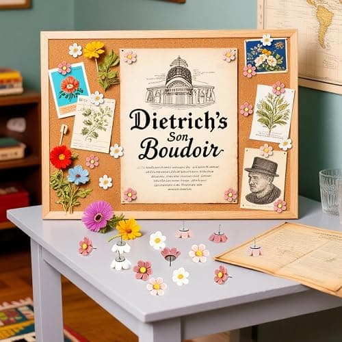 50 Cute Flower Push Pins for Corkboard & Bulletin Board - Decorative Floret Thumb Tacks for Office, Photo & Poster Wall thumbnail 7