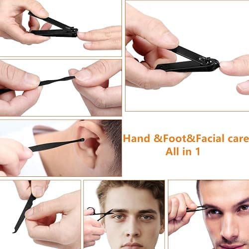 Manicure set Men Personal Care Tools Accessories Finger and Toe Nail Clippers Kit Professional Manicure Pedicure Kit With Travel Case Nail Grooming Kit Present for Men Women Stocking Stuffers thumbnail 3