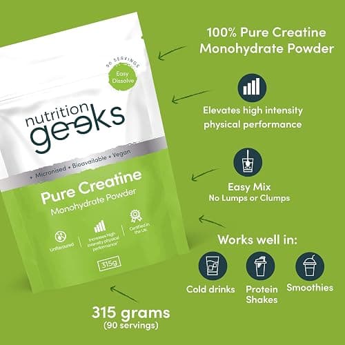 Pure Creatine Monohydrate Powder - 315g (90 Servings) - Easy Dissolve Creatine Powder, Unflavoured & Micronised (Not Creatine Gummies or Creatine Tablets), Vegan Creatine for Women and Men thumbnail 3