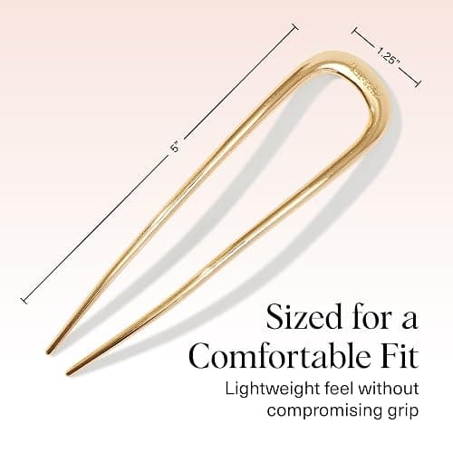 Kitsch French Hair Pins for Women – Elegant & Durable Metal Hair Fork for Updos, Chignon, Bun & Twist Hairstyles, Secure Hold All Day, Comfortable Fit | Ideal Gifts for Women- Gold, 1pc thumbnail 5