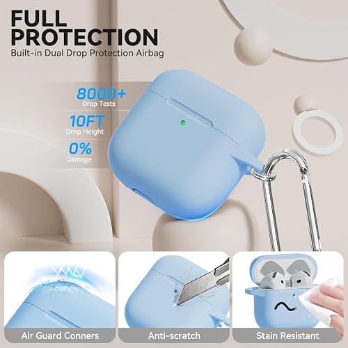 for AirPods 4 Case, TNSNK Silicone AirPod 4 Case Cover Compatible with Apple Airpods 4th Gen, Shockproof Protective Cases for Women Girly with Cleaner Kit and Keychain, Front LED Visible thumbnail 4
