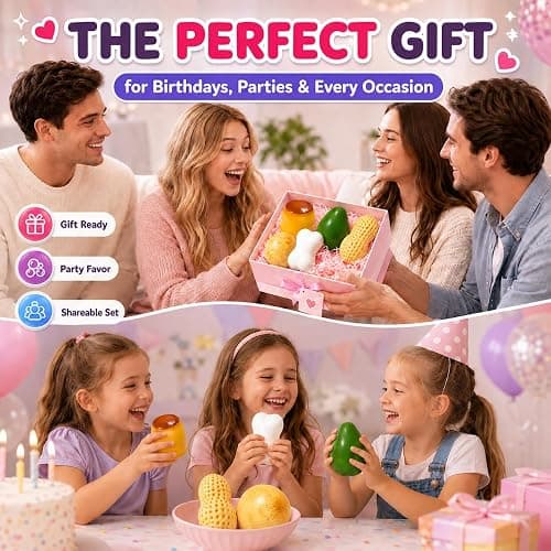 5 Pack Crunchy Squishy Asmr Bead Filled, Crunchy Squeeze Stress Ball Potato Peanut Pudding Mango Soap Crunchy Squishy Realistic Non Rebound Moldable Party Favor Gifts for Adults (5pcs-B) thumbnail 7