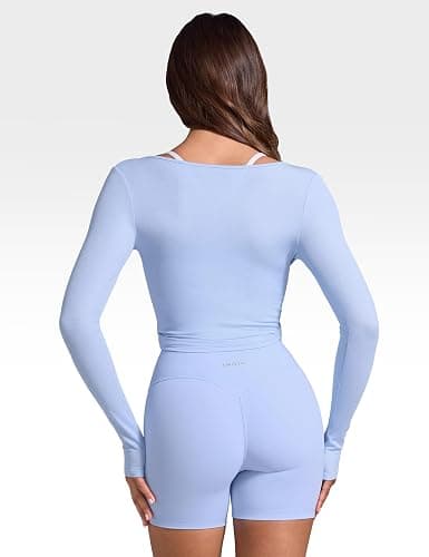 INGIA Ballet Long Sleeve Knot Top Twist Front | Cropped, Activewear, Pilates, Ribbed Shirt, Yoga, Gym Top, for Women thumbnail 2