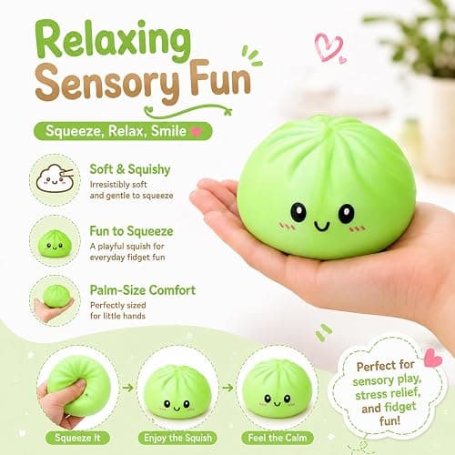Crossunx Fruit Scented Dumpling Squishies Stress Balls, Green Tie-Dye Squishies Dumpling Fidget Sensory Toy with Food Steamer, Squeeze Dough Ball for Stress Relief, Stretchy Desk Toys Gift thumbnail 6