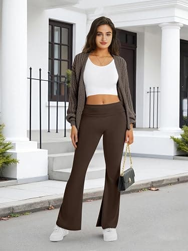 COPYLEAF Flare Leggings for Women Fold Over Yoga Pants Stretch Bell Bottom Y2K Lounge Casual Sweatpants thumbnail 3