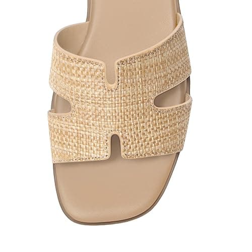 Rihero Women's Dressy Flat Sandals Comfortable Slip On Leather Slide Sandals thumbnail 6