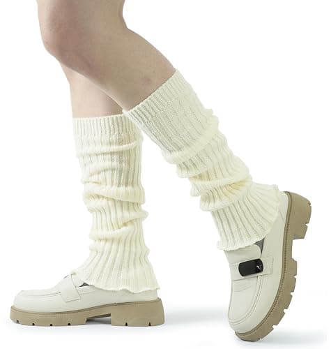 BomKinta Leg Warmers for Women - Soft Fashion Knit Calf Accessories - Cute 80s Ruffle Leg Sleeves for Party Yoga thumbnail 6