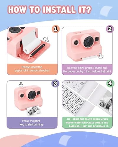 Dylanto Kids Camera Instant Print,1080P Kids Instant Cameras That Print Photos,Christmas Birthday Gifts for Girls Age 3-12,Portable Toy for 3 4 5 6 7 8 9 10 Year Old Girls Boys Pink thumbnail 7