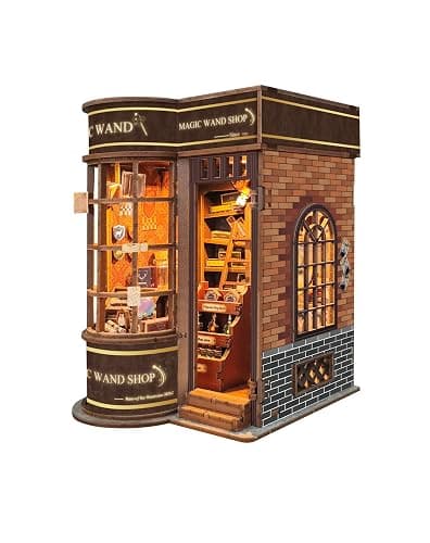CUTEROOM Book Nook Kit for Adults, 3D Wooden Puzzle DIY Miniature Dollhouse Booknook Kit, Tiny House Building Kit with LED Light for Bookshelf Insert Decor- Magic Wand - Magic Wand thumbnail 4