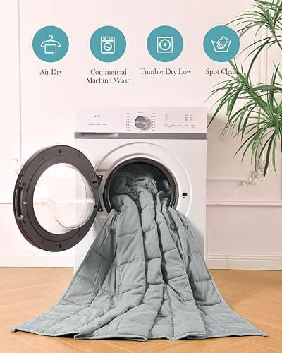 Topblan Weighted Blanket for Adults 12lbs, Breathable Cooling Weighted Blanket for Sleeping, Soft Heavy Microfiber Material with Glass Beads Blanket for All Season, Sofa Bed, 48"x72" Twin Size,Grey thumbnail 8