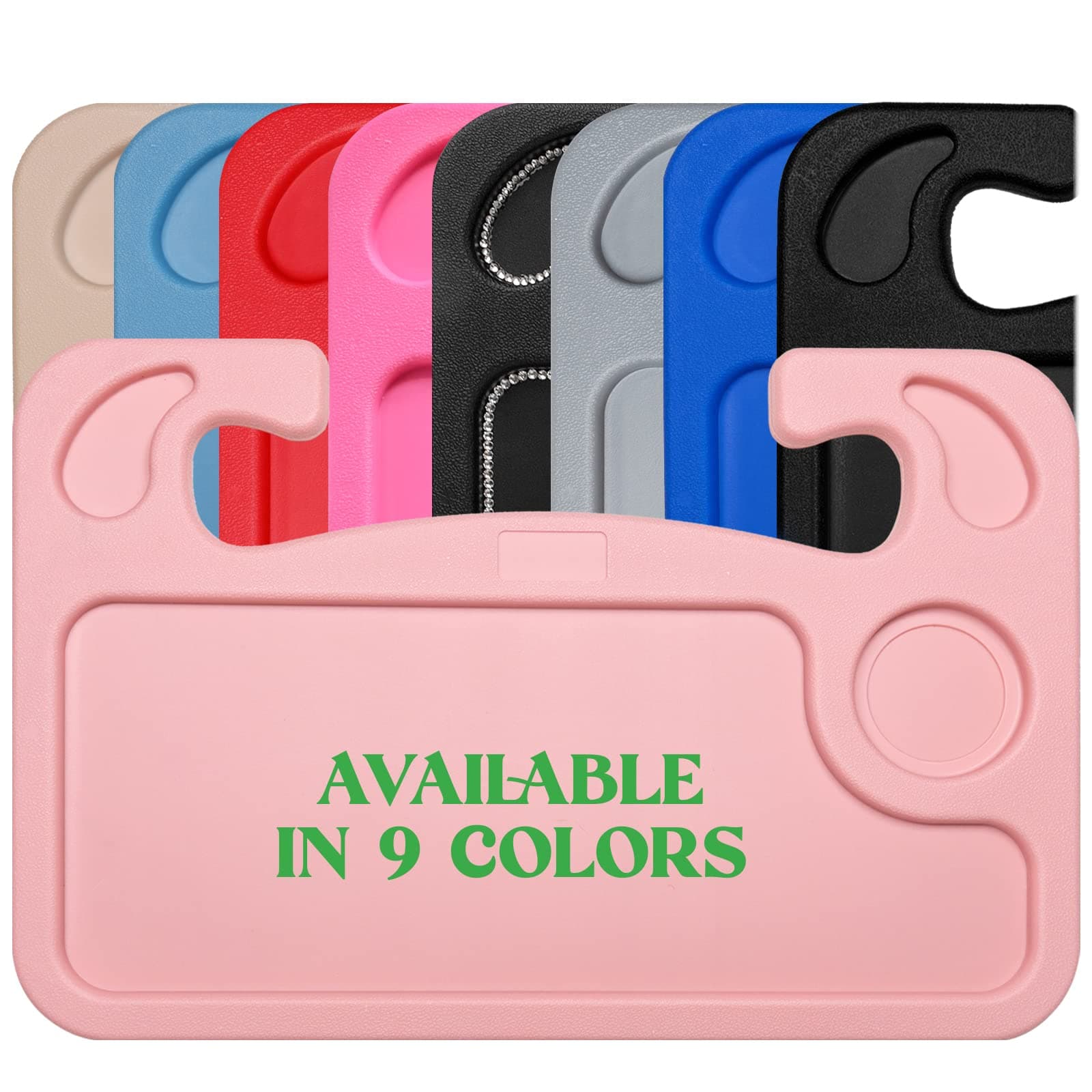 lebogner Steering Wheel Tray, Car Food Trays For Eating, Laptop, Tablet, iPad Or Notebook, Hook On Auto Steering Wheel Desk Table, For Most Vehicles Steering Wheels, Travel Car Accessories, Light Blue - Light Pink - Image 1