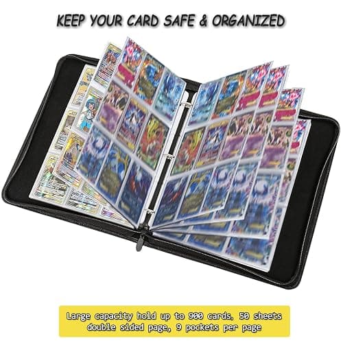 LIMSTDIC Card Binder with Sleeves - 9-Pockets Card Binder Holder Compatible with TCG Trading Cards, Card Storage Album with Zipper for Boys Girls Organized Holds Up to 900 Cards thumbnail 8