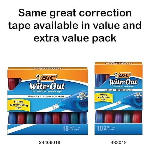 BIC Wite-Out Brand EZ Correct Correction Tape, 39.3 Feet, 2-Count Pack of white Correction Tape, Fast, Clean and Easy to Use Tear-Resistant Tape Office or School Supplies thumbnail 3