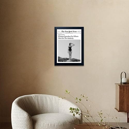 Trendy Newspaper Wall Art New York Poster Framed Prints For Dorm Aesthetic Woman Searches For Where Men Get The Audacity Poster Canvas Fashion Retro Girl Room Magazine Headline Bedroom Decor thumbnail 7