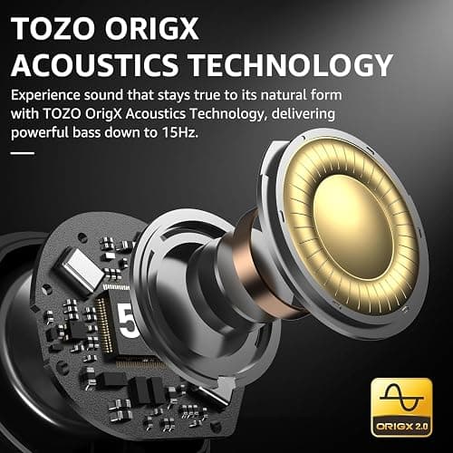TOZO NC9 Hybrid Active Noise Cancelling Wireless Earbuds, 6 Mics ENC Clear Call, IPX8 Waterproof, in Ear Bluetooth 5.3 Headphones Stereo Bass Ear Buds 59H Playtime with LED Display 32 EQs via APP thumbnail 3