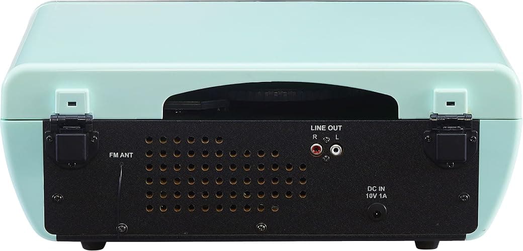 Crosley CR6047A-AB Powel 7-in-1 Bluetooth in/Out Vinyl Record Player with AM/FM Radio, CD Player, and Aux-in, Aqua Blue thumbnail 10