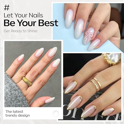 modelones Milky White Gel Nail Polish Natural Color | Translucent Jelly Soak Off LED Clear Coat Soap Nails Art White French Gel Polish15 ML thumbnail 3