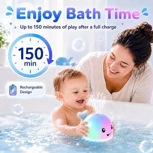 ANGGIKO Baby Bath Toys, Pool Water Toys for Babies, Toddler Bath Toys for Kids Ages 1-3, 1 Year Old Boy Girl Gift Light Up Whale Bath Toy Sprinkler, Baby 6-12-18 Months Bathtub Outdoor Water Table Toy thumbnail 4