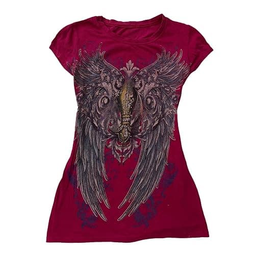 Grunge Shirts Emo Clothes Teen Girls Vintage Graphic Tee Y2k 2000s Goth Top Women Mcbling Short Sleeve Streetwear - Image 1