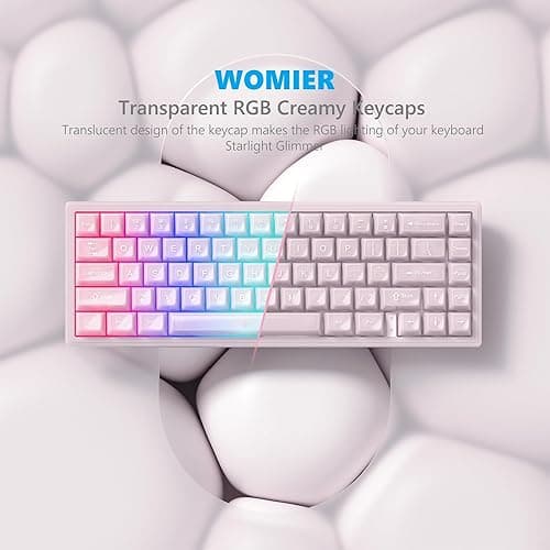 Womier Keyboard Keycaps Clear, Pink Keycaps 60 65 75 100 Percent, Transparent Jelly Cute Custom Key Cap Set for Cherry MX, Kailh, Outemu, Gateron Mechanical Keyboards(MDA Profile) thumbnail 2