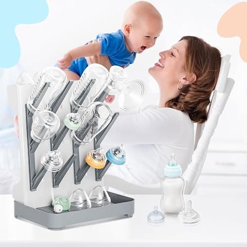 Dayacoco Baby Bottle Drying Rack, Removable Vertical Bottle Dryer Rack Holder, Space Saving Rack for Newborn Feeding Essentials - Holds Up to 12 Baby Bottles Storage (Grey) thumbnail 2