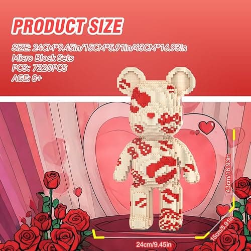 DAHONPA Animal Kiss Love Bear Micro Building Blocks Set with Storage Drawer (7220 Pieces), Gift for Adults and Kids thumbnail 3