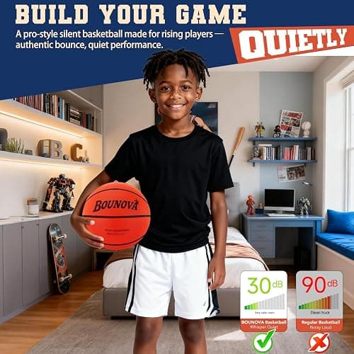 BOUNOVA Silent Basketball | Real Feel Powerful Bounce | Elegant Gift Box Packaging | Durable Pro-Grade PU Foam | Indoor Basketball for Quiet Dribbling & Training thumbnail 2