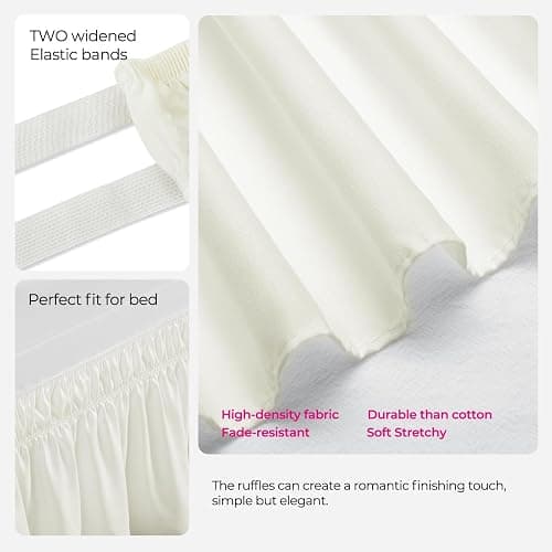 RIMELA Cream Dorm Bed Skirt Twin XL 32 Inch Drop, Easy to Install Extra Long Wrap Around Elastic Dust Ruffle, Bedskirt Silky Fabric Machine Washable (Twin XL 80“L x 39”W & Twin 75“L x 39”W) thumbnail 5