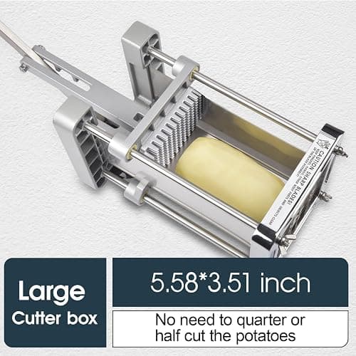 French Fry Cutter, Sopito Professional Potato Cutter Stainless Steel with 1/2-Inch and 1/4-Inch Blade Great for Potatoes Carrots Cucumbers thumbnail 2
