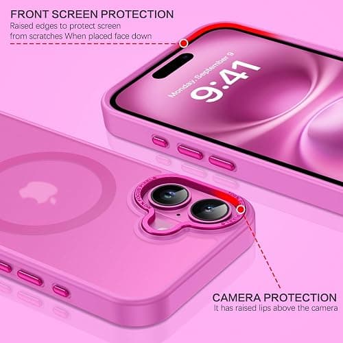 BENTOBEN Compatible with iPhone 16 Plus Case for Magnetic iPhone 16 Plus Phone Case [Compatible with Magsafe] Slim Translucent Matte Shockproof Bumper Drop Protection Girl Women Boy Cover, New Pink thumbnail 5