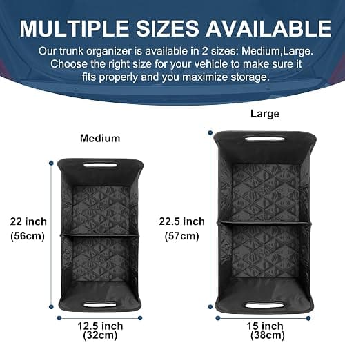 Deosk Car Trunk Organizer for SUV, Car Organizers and Storage with Reinforced Handles, Car Accessories for Women/Men 50LWaterproof Polyester Trunk Organizer, Black thumbnail 8
