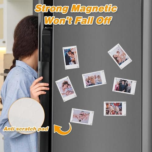 SUNEZLGO 15 Pack Acrylic Fridge Magnetic Frame for Polaroid, 2.36x3.54 In Mini Picture Frames for Fujifilm Instax Mini, Double Sided Photo Refrigerator Magnet Picture Frame Clear Picture Display Frame thumbnail 3