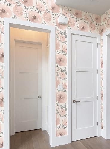 Baolanzw Floral Peel and Stick Wallpaper Pink Wallpaper for Bedroom Self Adhesive Wall Paper Girls Room 17.3"x118" (Pink, 17.3" x 118") thumbnail 3