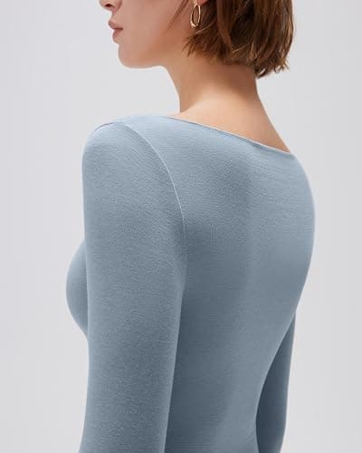 SUUKSESS Cloud Cashmere Women Boat Neck Fitted Long Sleeve Shirt Basic Knit Tops thumbnail 6