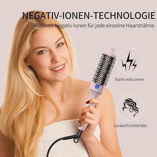 K&K Stylingbürsten K&K Thermobürste Keratin Thermal Brush Protect Beheiztes Fass Heiße Haarbürste, Ionisch Glatt Scheinen Volumen Kamm, Haarglätter Lockenwickler Styling Tool, Dual Spannung thumbnail 3