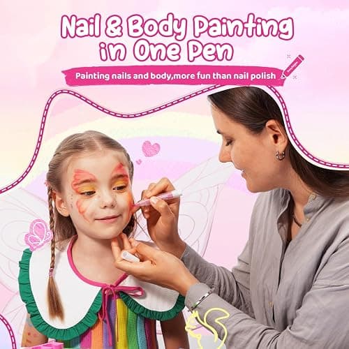 Kids Makeup Sets for Girls Nail & Body Art Pens Kits, 27Pcs Washable Temporary Tattoo Pen Sets, Cosmetic Party,Girls Makeup Kits for Ages 3-12 Years,Ideal Winter Gift & Creative Toys thumbnail 5