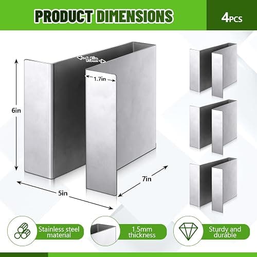 Otoolling 4 Pack Method Bars for Charcoal Firebox Basket, Stainless Steel Maze Bars Compatible with Oklahoma Smoker Most Charcoal Ash Basket, 7 x 5 x 6 Inches thumbnail 2